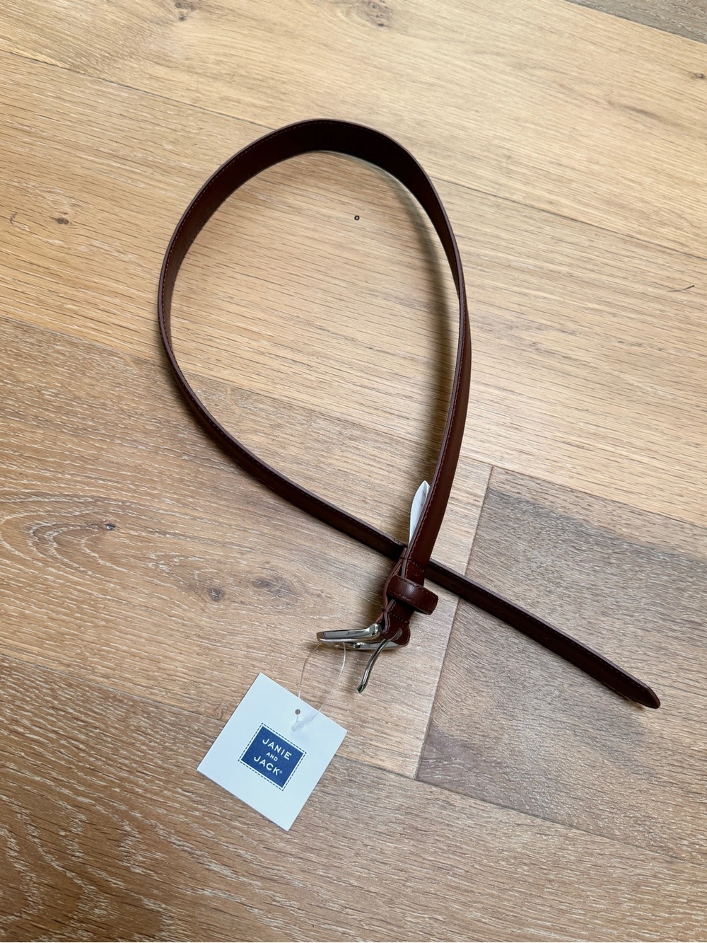 NWT Janie and Jack Brown Leather Belt Metal Buckle Fits 26-29” Waist - Picture 3 of 3